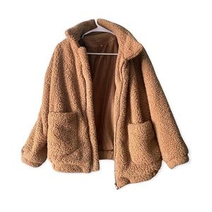 Teddy Coat. Light brown. Size Small.